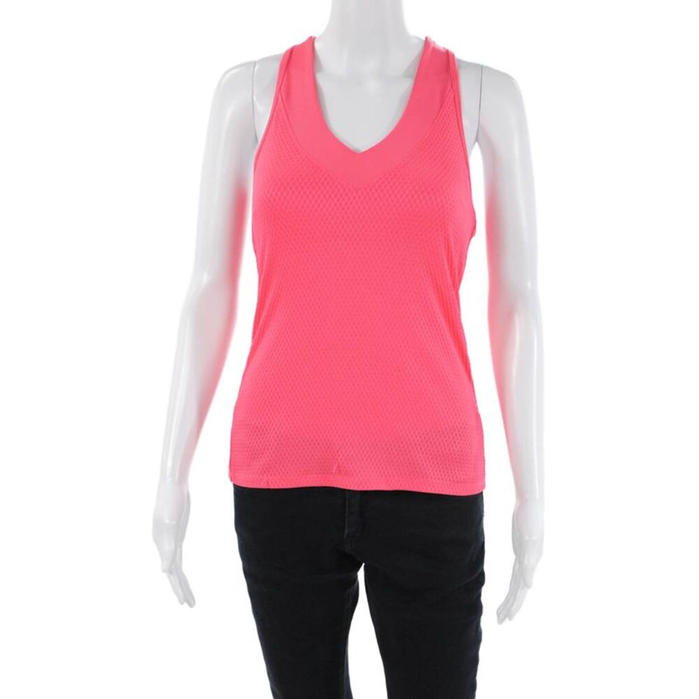 Lucky In Love Womens Textured Sleeveless V-Neck Tank Top Hot Pink Size S